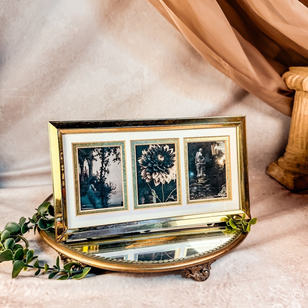 Gold Tone Triple Photo Frame